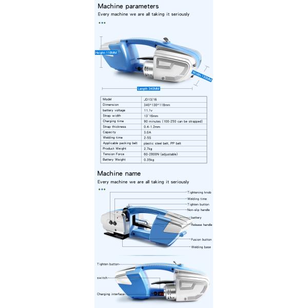 Electric Battery Powered Handheld Strapping Machine for PP PET Straps Lightweight