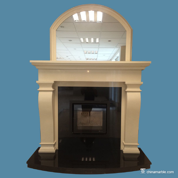 The Van Gogh Shaped Black and Yellwo Marble Fireplace Surround