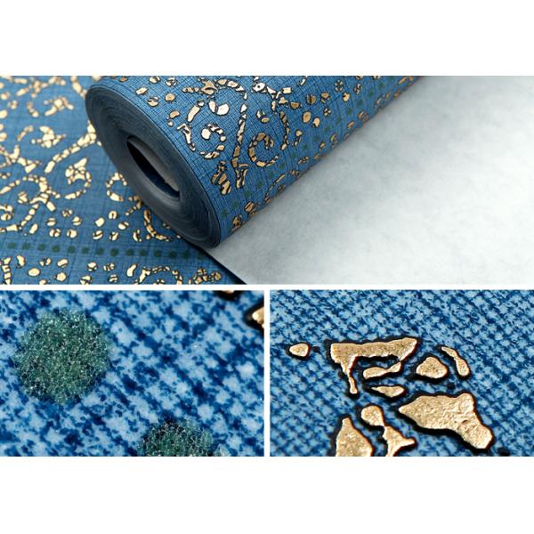 High Range Blue Bronzing Non-Woven Paper Modern Removable Wallpaper for Living Room