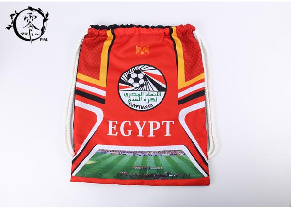 World Cup Egypt Soccer Printed Drawstring Backpack Large Sized With Thick Cotton Ropes