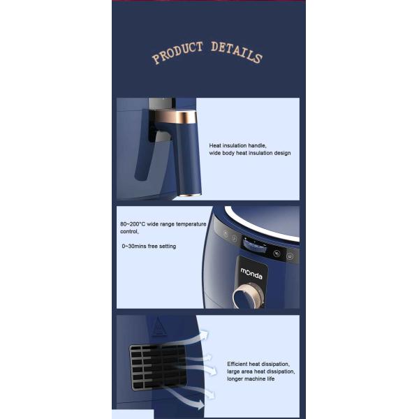 Automatic 6.5L Smart Air Fryers 6.9 Quart 1500 Watt