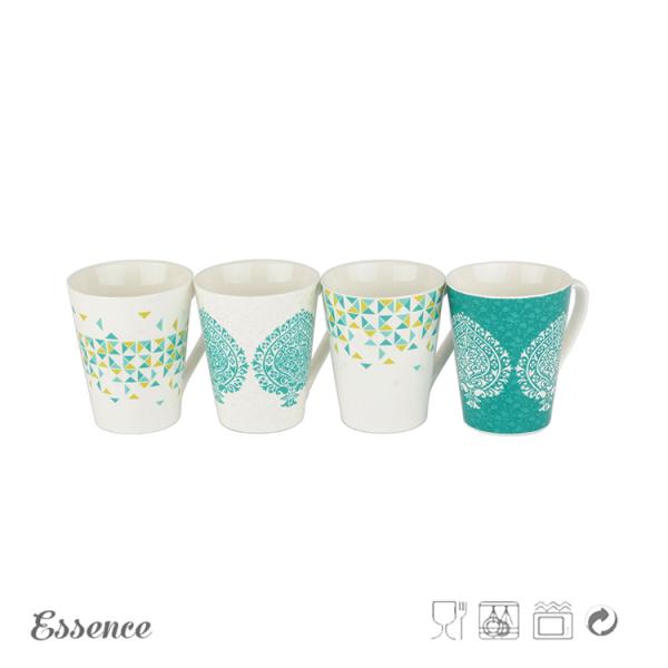 Brief Ceramic White Bone China Coffee Cups 10OZ Logo Printing Microwave Safe