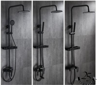 3 Way Black Gold Adjustable Hand Held Shower Heads Rain Head Shower Set