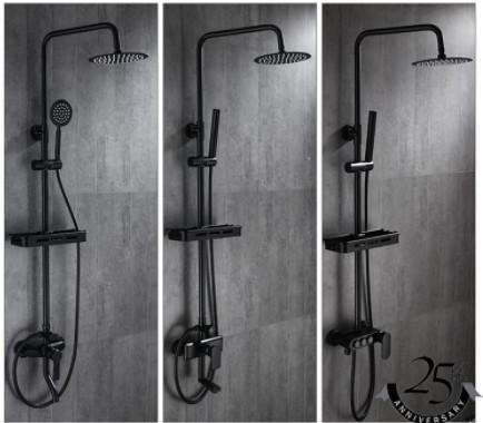 3 Way Black Gold Adjustable Hand Held Shower Heads Rain Head Shower Set