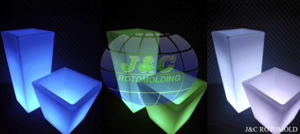 Roto Molded LLDPE Plastic LED Square Planters , Rotational Moulding Manufacturers