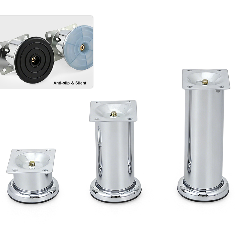 Hot-selling Modern-style Chrome-Plated Round Metal Tube Furniture Legs Glossy Hardware Accessories for Sofas & Cabinets