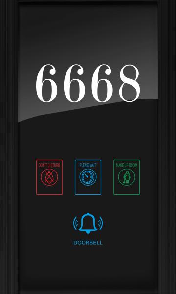 Black / Champagne Hotel Door Plate 150x250mm Size Tempered Glass Material