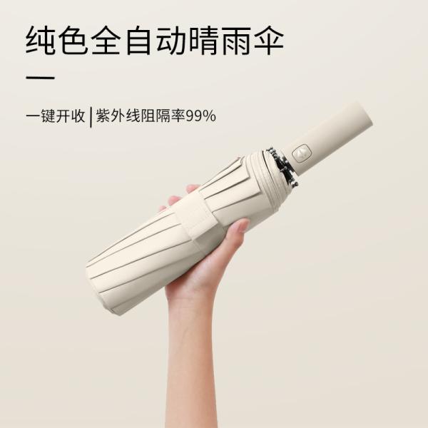 Automatic Folding Sun Umbrella with Dual Purpose Sunshade and Rain Protection Function