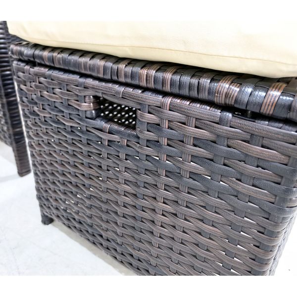 Outdoor Garden and Patio Furniture Set Dining Table and Chairs Rattan  2 Seat and Single Armchair 2 Pieces Stool 1 Piece Table