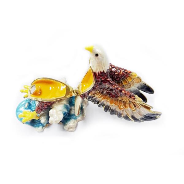 Eagle birds design jeweled enamel trinket box eagle bird enamel trinket boxes