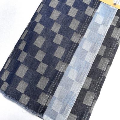 Checker Design Kids And Jean Skirt Non Elastic Jacquard Denim Fabric