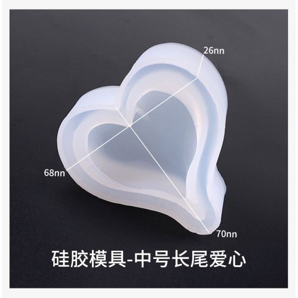 Crystal dropper mold DIY jewelry long tail heart high brightness three types of heart silicone molds, large, medium and small