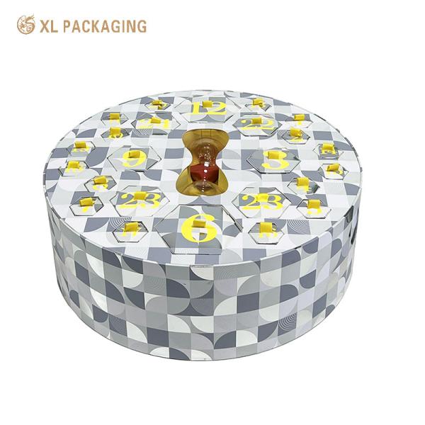XL Packaging Custom Packaging Box Factory Customized Round 25 Advent Calendar Packaging Box For Gift Cosmetic Craft Cartoon Toy