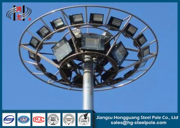 Insert Mode Connection Circular High Mast Steel Lighting Poles with Lifting System ISO