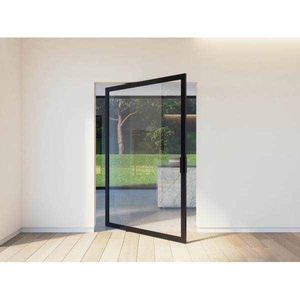 Space Saving Aluminium Pivot Doors , Tempered Glass Internal Glass Pivot Doors