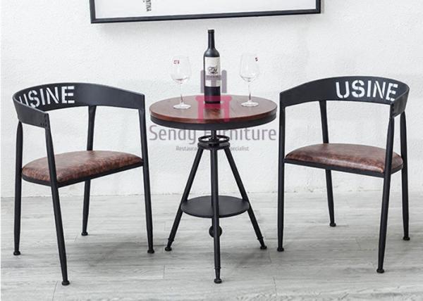 Bar Cafe Commercial Metal Chair With Wood Seat , Industrial Style Dining Chairs 