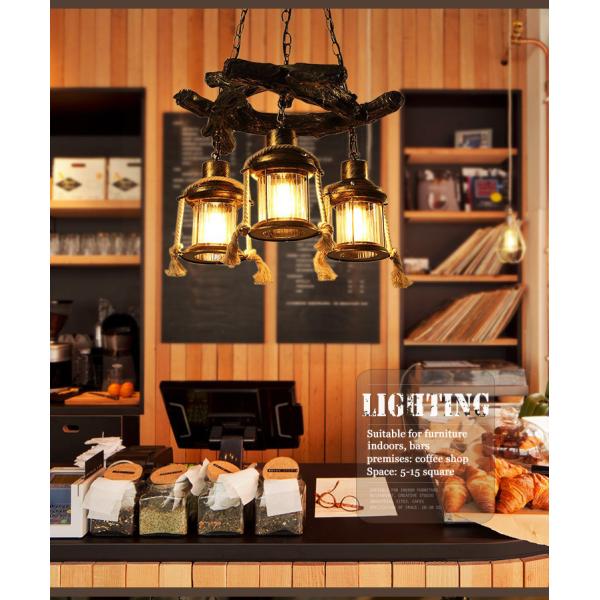 American Chandelier Loft Retro Industrial Cafe Bar Restaurant Bar Lighting Clothing Store Wooden chandelier(WH-VP-230)