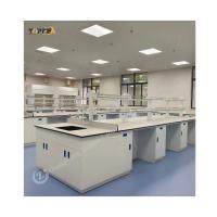 Banco de laboratório de aço de 4 gavetas com rodas e alças de estrutura de aço