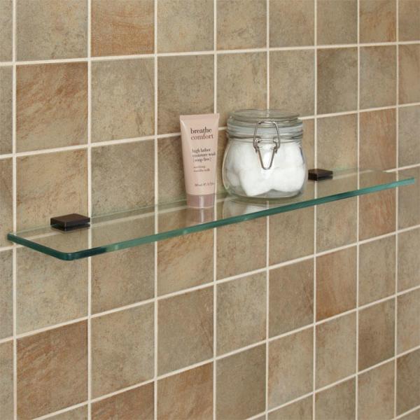 Wall Mount Triangular Shower Shelf for Bathroom Flat Tempered Glass Corner Bath Shelf