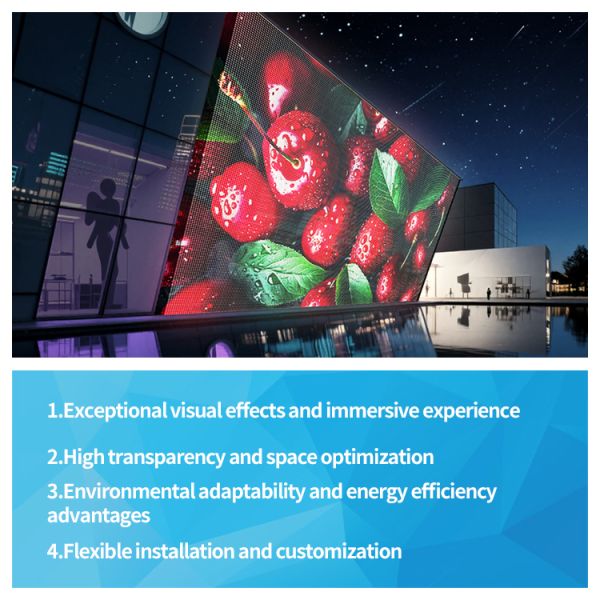 P7.82 LED Holographic Display Screen Transparent Flexible High Brightness LED Film Screen for Glass Window Shopping Mall Storefront Advertising Display Easy Installation Smart Control HD Visual Effect