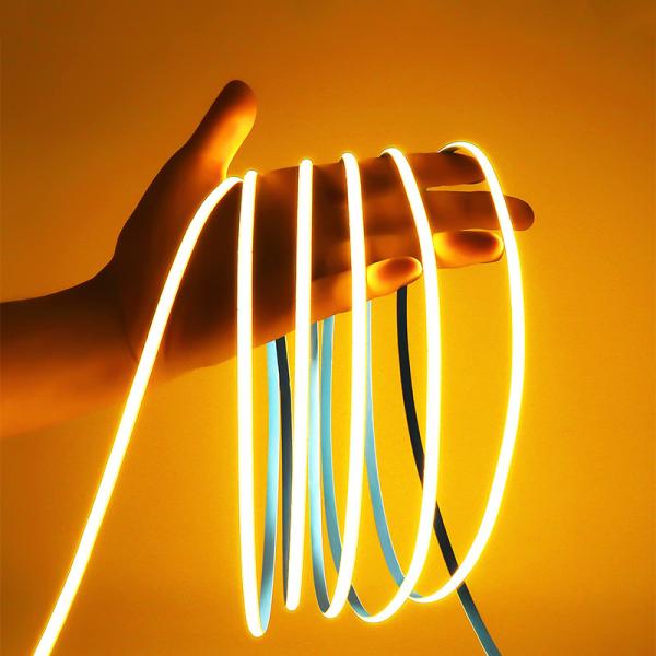 Iluminação LED de faixa COB Flexível Amarelo Dourado para gabinete de hotel Iluminação de cozinha de quarto