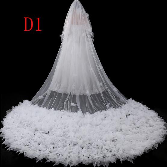Long drag lace veil, Europe and the United States pure white bud silk yarn, around the shoulder of the beautiful long