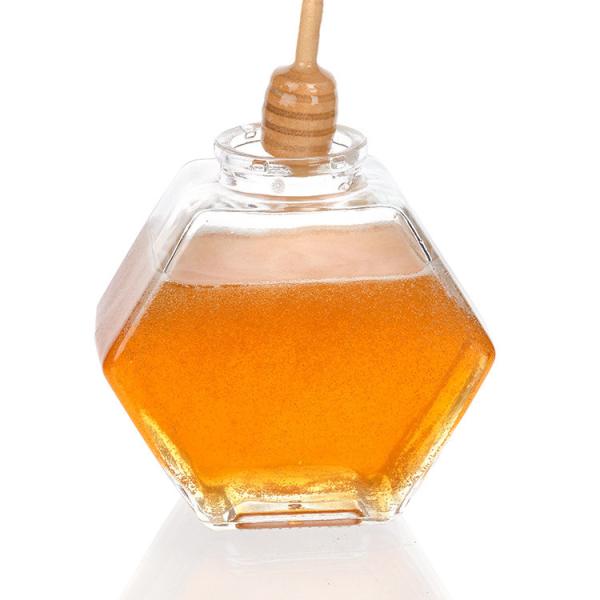 Copo de mel hexagonal de vidro vazio de 100 ml 380 ml