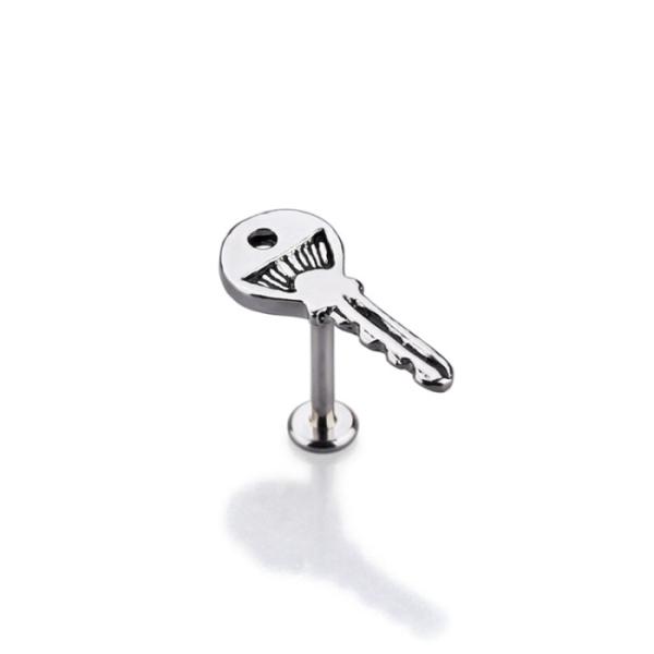 Factory Price 14 Gauge 10mm Steel Winding Key Top piercing labret