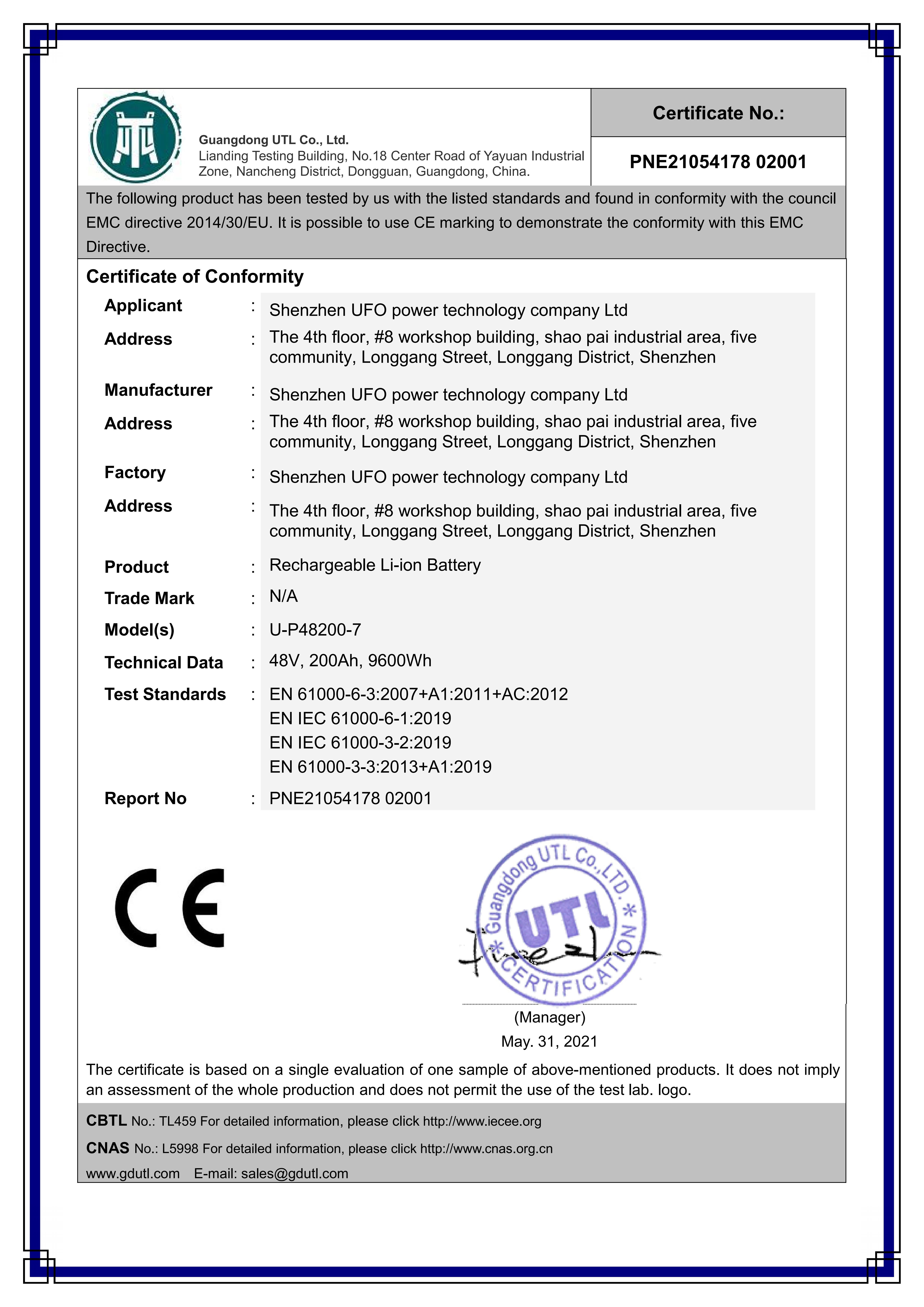 Shenzhen Konja Green Power Technology Co.,Ltd Сертификации