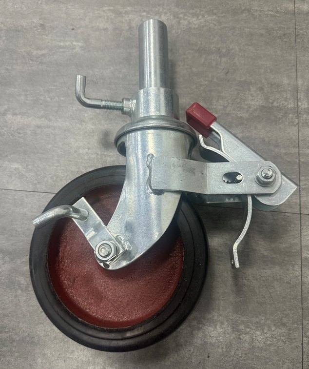 European-style Scaffold Iron-core Rubber Swivel Caster Dual Brake Heavy-duty Casters Wheels Construction Scaffolding
