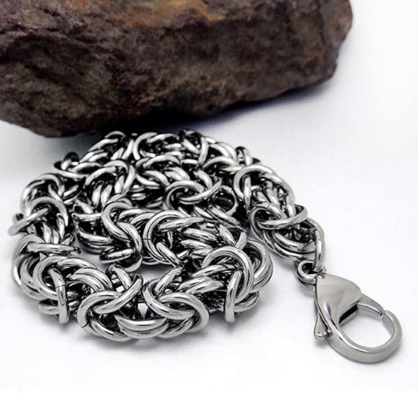 Men's and Women's Titanium Stainless Steel 8mm Byzantine Chain Bracelet (JCE367)