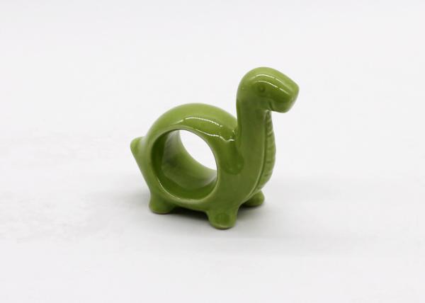 Green Dinosaur Ceramic Napkin Rings Wedding Party Decoration Handmade Dolomite Material