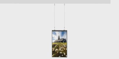 Écran publicitaire de magasin suspendu à haute luminosité, écran de vitrine OEM ODM