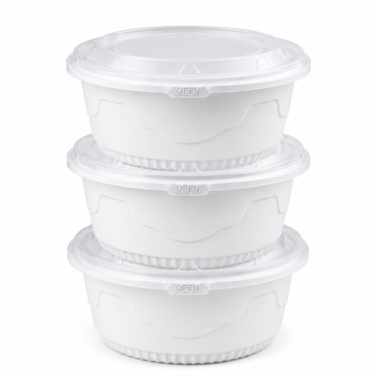 1050ml Large PP Takeaway Meal Snap Lock Bowls with Tamper Evident Secure Lid