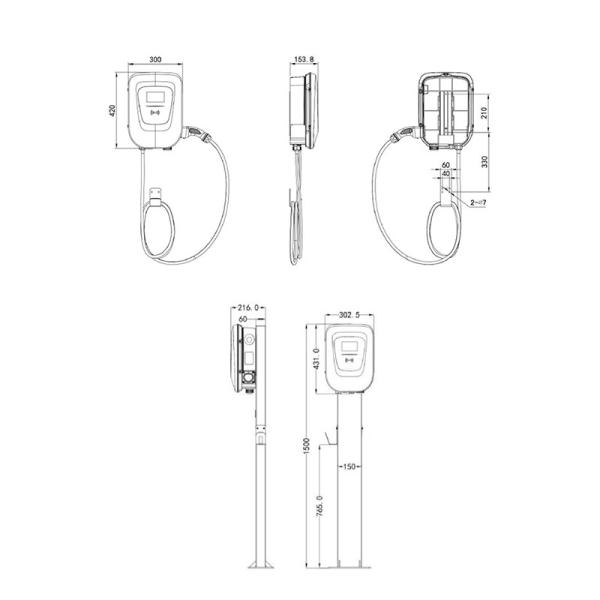 Highfly EU Warehouse In Stock CE TUV 7KW 32A Type 2 Car EV Charger AC EV Charger Electric EV Charging Station Wall Box