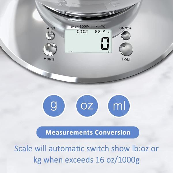 Usos para el hogar Escala de gran capacidad Personalización Alimentos electrónicos Peso 5 kg Pantalla digital Pesas de alimentos