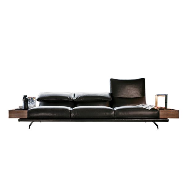 Italian Minimalist Large Apartment Living Room Luxury Sofa Genuine Light Luxury Cowhide Leather Curved Special-shaped Corner