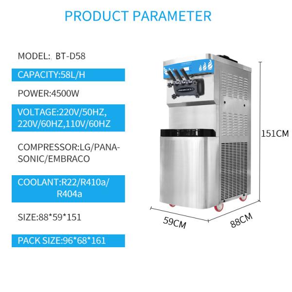 BT-D58 Commercial High Production Vertical Ice Cream Machine Large Stainless Steel Continuous Feeding To Be Customized