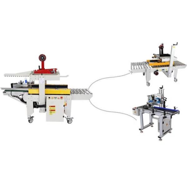 Automatic Box Carton Sealer With Side Labeling Machine for Express Packaging Industry