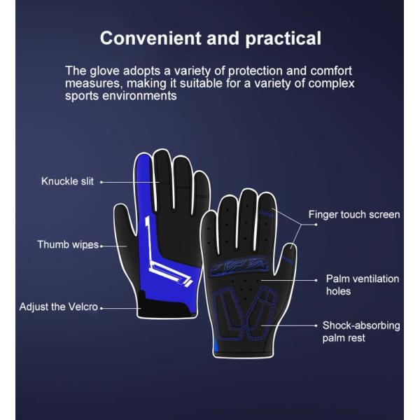 Full Finger Sports Touch Screen Gloves with Custom Shock Absorption and Non-slip Style