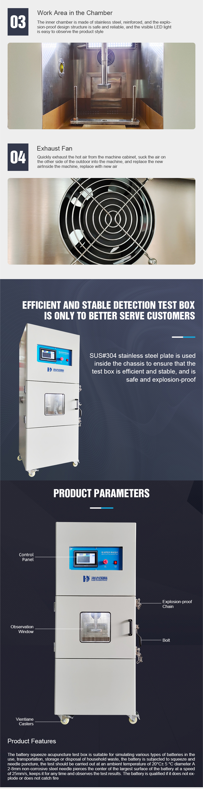 HD-H212 Lithium Battery Crush & Nail Penetration Test Chamber