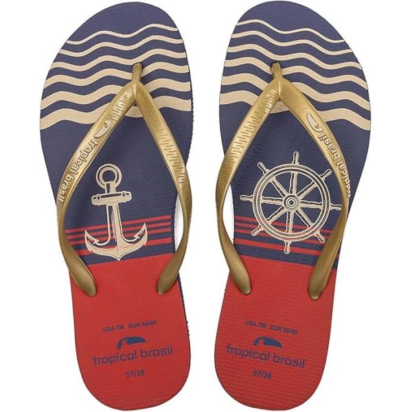 Logo OEM Impression navale Flip flops d'été femmes sandales de plage non glissantes