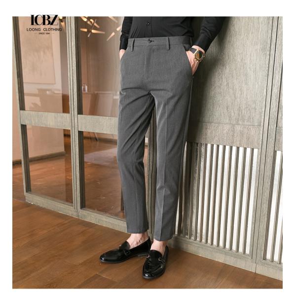 Cor sólida Negócios Casual Usar Traje Formal Calças Formal Plus Size Calças de Homem Calças