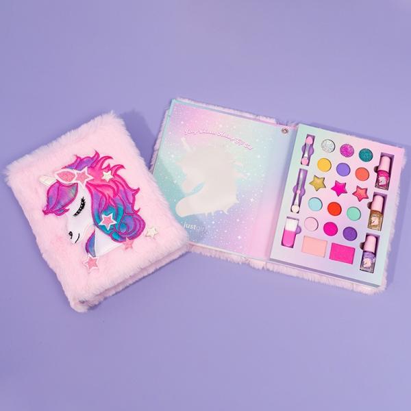 Furry Unicorn Young Girls Makeup Kit Play Set Travel Friendly