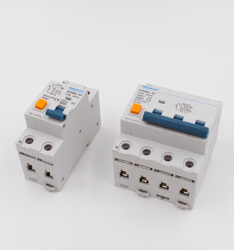 Type 2P 25A Residual Current Circuit Breaker (MCB) Electronic RCBO Capacities 10mA 30mA 100mA 300mA 32A 40A Copper Material 6KA
