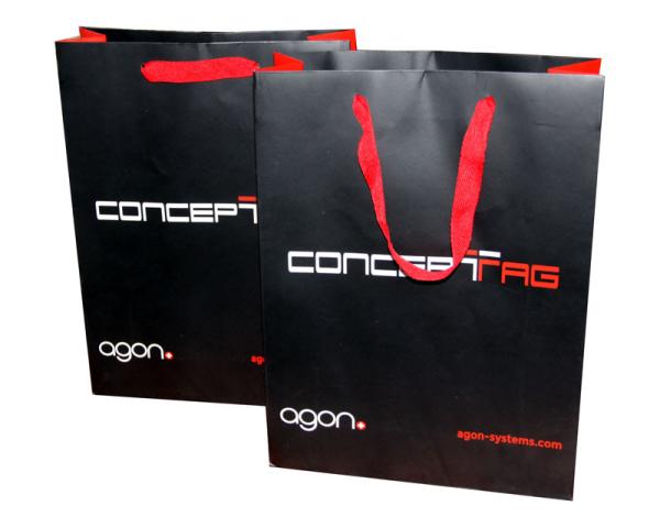Printed Polythene Carrier Bags Matt Coated , Rope Handle Carrier Bags