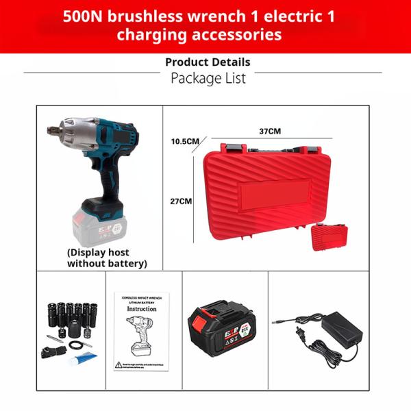 500N литиевая батарея без щетки электрический ударный ключ большой крутящий момент съемные автомобильные шины