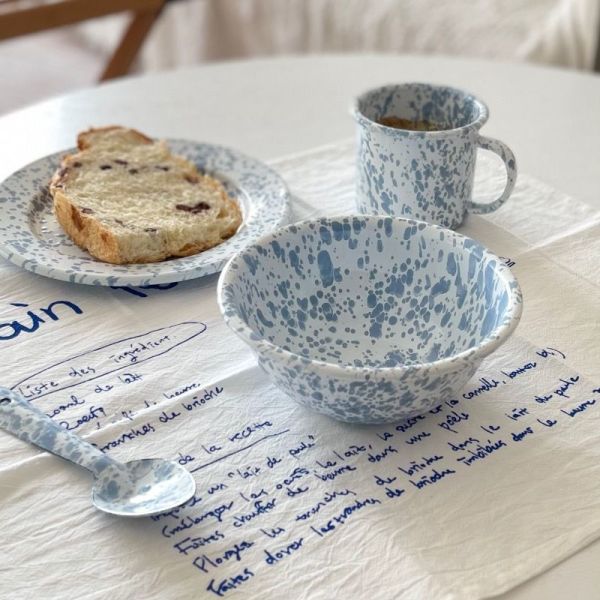 Korean Style Enamel Dinnerware Set Enamel Plate Mug Rice Bowl Dish Camping Ware