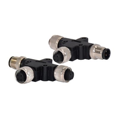 M12 conector impermeável M12 circular A que codifica o tipo fêmea conector de T de 4pins IP68