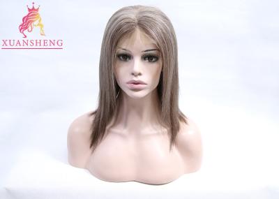 Brazilian Custom Human Hair Wigs  Light Brown Silky Straight Half Lace Wigs